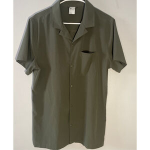 All in Motion Men's Casual Button Down Shirt Olive Green M